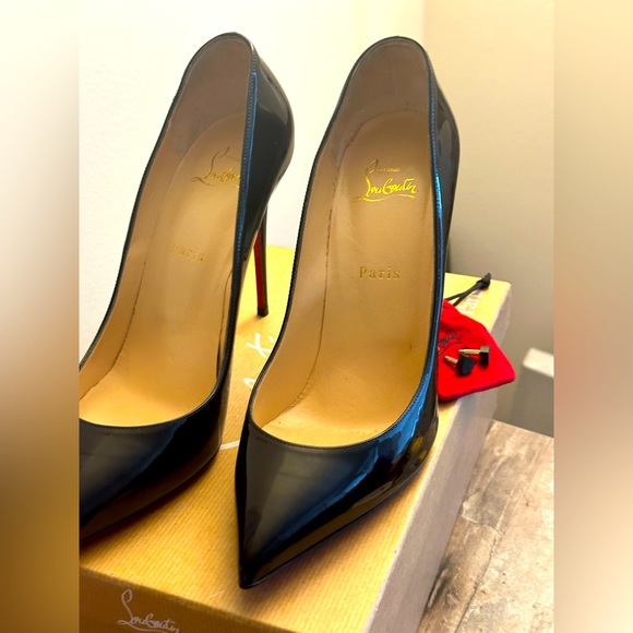 CHRISTIAN LOUBOUTIN  PIGALLE FOLLIES 100 PATENT BLACK SIZE 40.5 - Picture 8 of 9